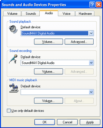 Windows audio device properties